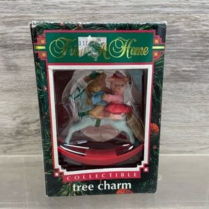 TRIM A HOME Christmas Ornament Vintage New Bears On Rocking Horse Siblings